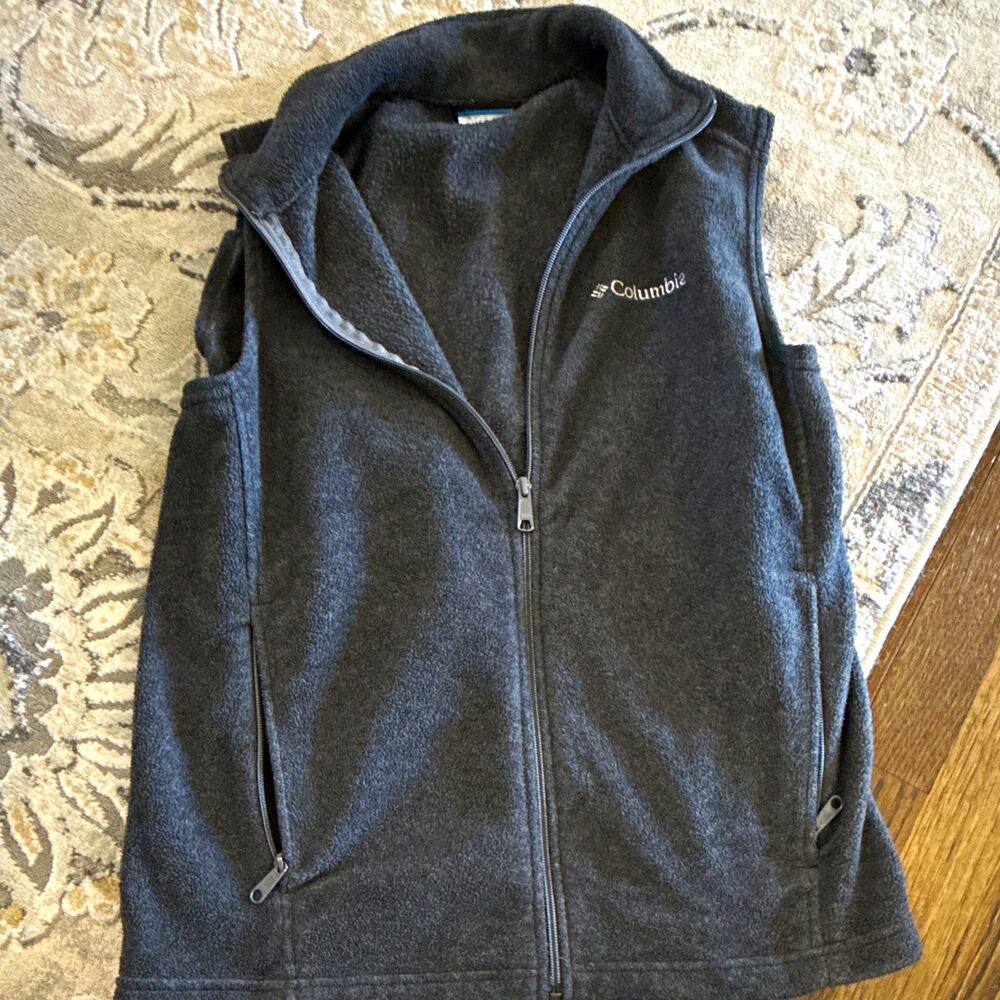 Columbia Men's Gray Full Zip Vest Stand-Up Collar Zipped Pockets Size S